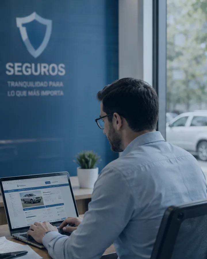 Un ejecutivo de seguros revisa antecedentes de un vehículo